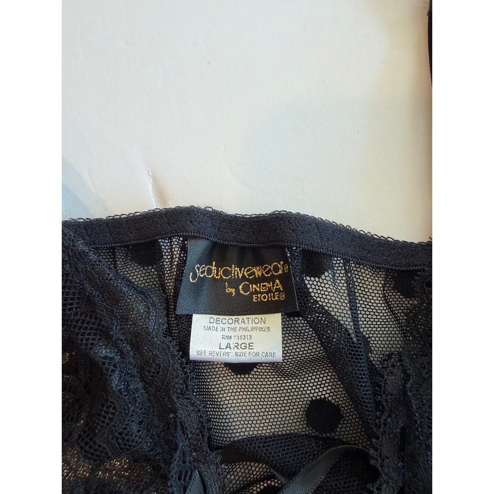 Seductivewear by Cinema Etoile Black Lace Babydoll & Cabernet Lace Bolero Set M - Picture 6 of 7